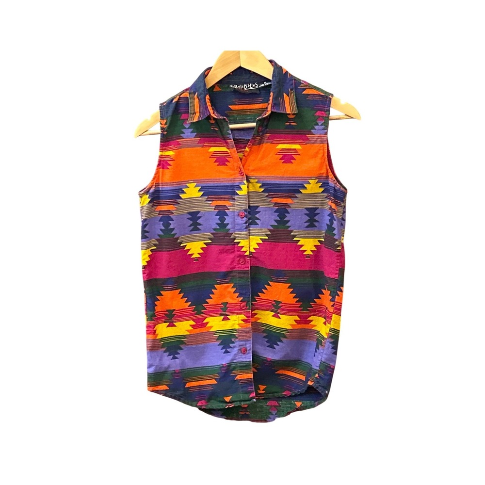 Vintage Tribes Sleeveless Shirt Southwestern Boho Eclectic Coastal Cowboy Retro